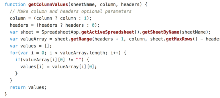 Google Apps Script code sample